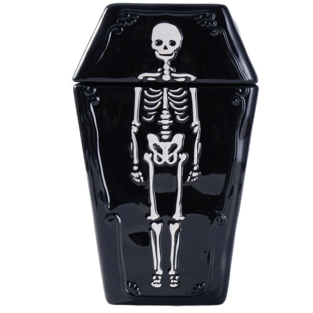 Skeleton Coffin Ceramic Jar